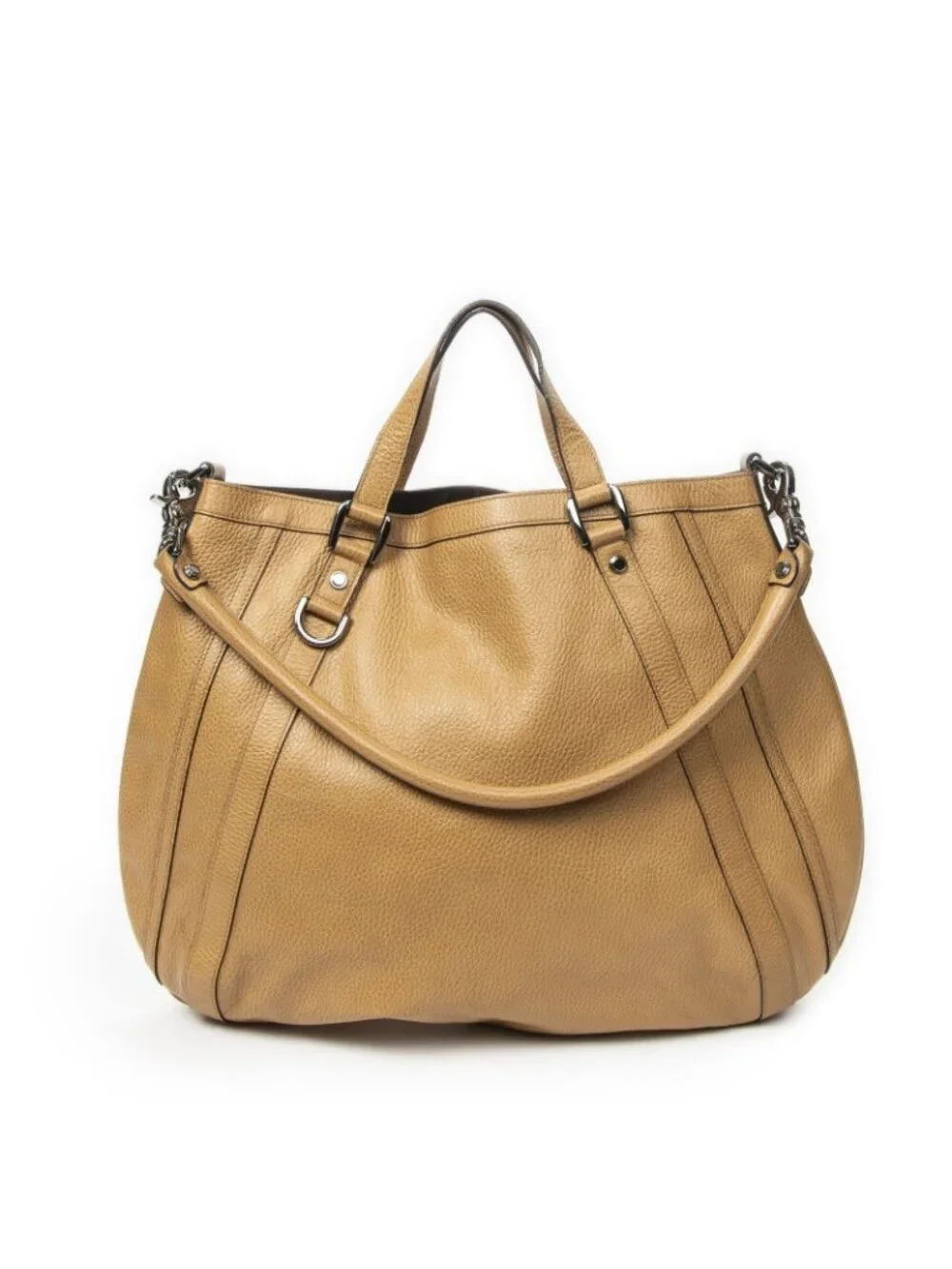 Gucci Convertible Tote Bag Tan Grain Calfskin Leather
